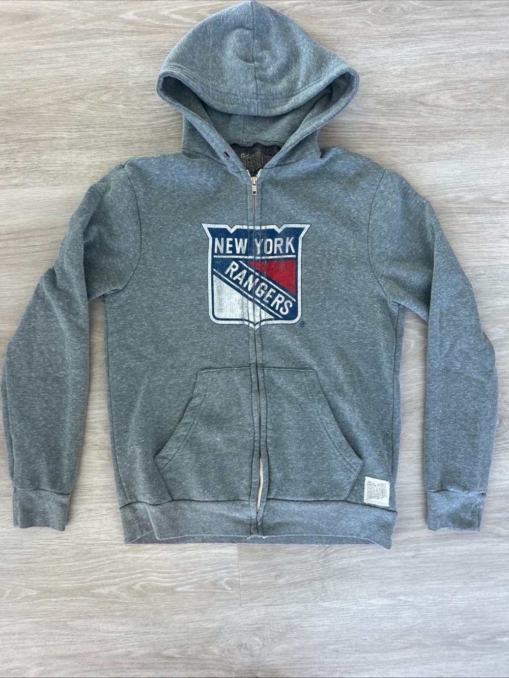 NY Rangers Hockey NHL Hoodie Gray Full Zip original retro brand Men’s Medium